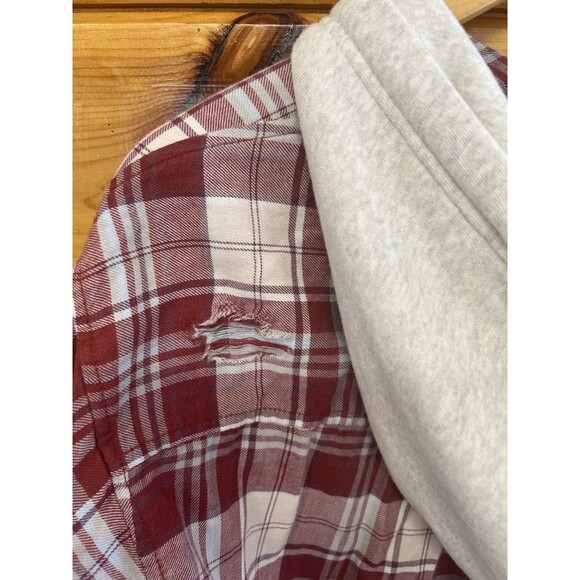 American Eagle Womens Long Sleeve Button Down Hooded Flannel Distressed XS - Picture 6 of 6